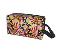 Bolsa de almacenamiento de viaje con estampado de palomitas de maíz para hombres y mujeres, organizador de gran capacidad, bolsa de aseo portátil