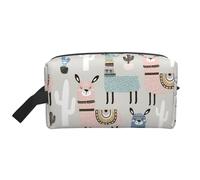 Bolsa de almacenamiento de viaje de moda con estampado de cactus de llama, bolsa de aseo portátil, organizador de gran capacidad