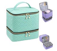Bolsa De Almacenamiento Esmalte Uñas Acolchada Doble Capa, Maquillaje Gran Capacidad, Estuche Grande Hilo Coser 2 Capas con Compartimento(Green)