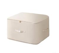 Bolsa de almacenamiento grande con ventana transparente para ropa de cama, organizador de armario de tela satinada a prueba de humedad, capacidad extra grande para ropa y mantas de invierno (beige)