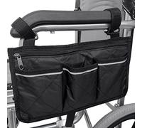 Bolsa de Almacenamiento Lateral para Reposabrazos de Silla de Ruedas con Tiras Reflectantes Organizador de Almacenamiento Multibolsillo Bolsa de Almacenamiento Lateral para Silla de Ruedas (negro)