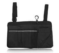 Bolsa de almacenamiento lateral para silla de ruedas con soporte para vasos y rayas reflectantes Oxford impermeable organizador para sillas de ruedas, andadores, scooters eléctricos, sillas móviles