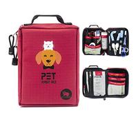 Bolsa de almacenamiento médicos Molle portátil Kit de primeros auxilios para mascotas kit de supervivencia para perros bolsa médica de rescate de emergencia para perros militares (rojo)