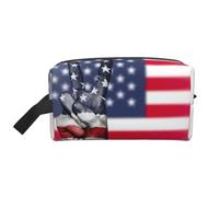 Bolsa de almacenamiento Oxford 600D con estampado de bandera de Estados Unidos y la paz hippie, bolsa de viaje grande portátil para artículos de tocador y artículos diarios