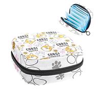 Bolsa de almacenamiento para almohadillas de servilletas sanitarias, bolsa de copa menstrual, organizador de bolsas de período para tampones femeninos, bonito patrón de garra de perro Corgi