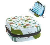 Bolsa de almacenamiento para almohadillas de servilletas sanitarias, bolsa de copa menstrual, organizador de bolsas de período para almohadillas femeninas, tampones, dinosaurios y volcanes