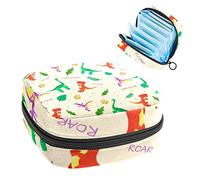 Bolsa de almacenamiento para almohadillas de servilletas sanitarias, bolsa de copa menstrual, organizador de bolsas de período para almohadillas femeninas, tampones, dinosaurios y hojas