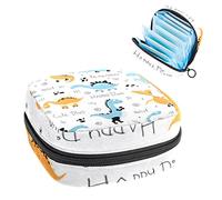 Bolsa de almacenamiento para almohadillas de servilletas sanitarias, bolsa de copa menstrual, organizador de bolsas de período para tampones femeninos, Hello Happy Dinosaur
