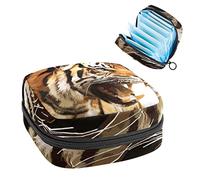 Bolsa de almacenamiento para almohadillas de servilletas sanitarias, bolsa de copa menstrual, organizador de bolsas de período para tampones femeninos, tigre con boca grande
