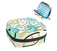 Bolsa de almacenamiento para almohadillas de servilletas sanitarias, bolsa de copa menstrual, organizador de bolsas de período para tampones femeninos, patrón de reloj digital sin costuras