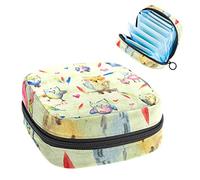 Bolsa de almacenamiento para almohadillas de servilletas sanitarias, bolsa de copa menstrual, organizador de bolsas de período para almohadillas femeninas, tampones, búhos lindos de acuarela