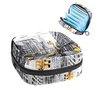 Bolsa de almacenamiento para almohadillas de servilletas sanitarias, bolsa de copa menstrual, organizador de bolsas de período para almohadillas femeninas, tampones, pintura al óleo New York Street