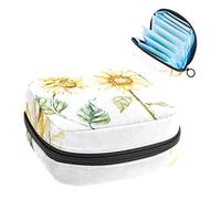 Bolsa de almacenamiento para almohadillas de servilletas sanitarias, bolsa de copa menstrual, organizador de bolsas de período para tampones femeninos, dos girasoles con hojas