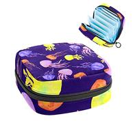 Bolsa de almacenamiento para almohadillas de servilletas sanitarias, bolsa de copa menstrual, organizador de bolsas de período para almohadillas femeninas, tampones, medusas coloridas Sealife