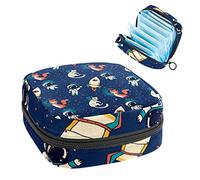 Bolsa de almacenamiento para almohadillas de servilletas sanitarias, bolsa de copa menstrual, organizador de bolsas de período para almohadillas femeninas, tampones, astronauta y patrón cósmico