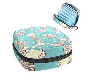 Bolsa de almacenamiento para almohadillas de servilletas sanitarias, bolsa de copa menstrual, organizador de bolsas de período para almohadillas femeninas, tampones, manoplas y calcetines de lana