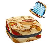 Bolsa de almacenamiento para almohadillas de servilletas sanitarias, menstrual, organizador de bolsas para almohadillas femeninas, tampones, globo de aire caliente, desarrollo retro
