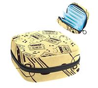 Bolsa de almacenamiento para almohadillas de servilletas sanitarias, menstrual, organizador de bolsas para almohadillas femeninas, tampones, cinta de casetes de audio de garabatos