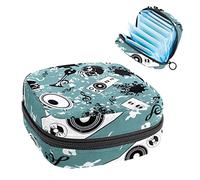 Bolsa de almacenamiento para almohadillas de servilletas sanitarias, menstrual, organizador de bolsas para almohadillas femeninas, tampones, auriculares de roca, audio de calavera