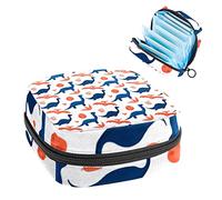 Bolsa de almacenamiento para almohadillas de servilletas sanitarias, menstrual, organizador de bolsas para almohadillas femeninas, tampones, dinosaurios y huevos con murci閘ago volador