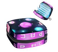 Bolsa de almacenamiento para almohadillas de servilletas sanitarias, menstrual, organizador de bolsas para almohadillas femeninas, tampones, planetas c髎micos, cohete y estrellas galaxias