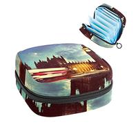 Bolsa de almacenamiento para almohadillas de servilletas sanitarias, menstrual, organizador de bolsas para tampones femeninos, paisaje nocturno del reloj del Big Ben de Londres
