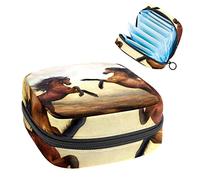 Bolsa de almacenamiento para almohadillas de servilletas sanitarias, menstrual, organizador de bolsas para almohadillas femeninas, tampones, pintura art韘tica de caballos de animales para parejas