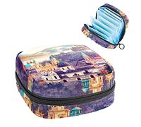 Bolsa de almacenamiento para almohadillas de servilletas sanitarias, menstrual, organizador de bolsas para almohadillas femeninas, tampones, ciudad en los Alpes de Mozart Landscape