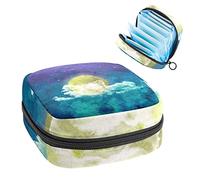 Bolsa de almacenamiento para almohadillas de servilletas sanitarias, menstrual, organizador de bolsas para almohadillas femeninas, tampones, acuarela, luna, espacio nube, espacio