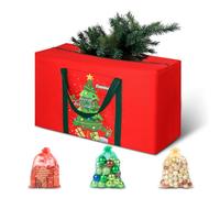 Bolsa de almacenamiento para árbol de Navidad de 6 pies, tela Oxford 600D, bolsa pequeña para árbol de Navidad de 100 x 45 x 28 cm con 3 bolsas de almacenamiento de decoración de Navidad de 30 x 40 cm