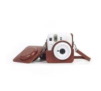 Bolsa de almacenamiento para cámara Instax Mini 13, bolsa protectora de piel sintética, hebilla magnética portátil con bolsillo trasero y correa de hombro ajustable, Brown, Bolsa para cámara Instax