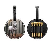 Bolsa de almacenamiento para camiseta de golf con estampado de caballo gris y blanco, diseño portátil, fácil de organizar, Negro -, Talla única