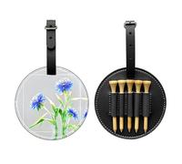 Bolsa de almacenamiento para camiseta de golf negra con flores de aciano azul, fácil de transportar y más eficiente para jugar al golf