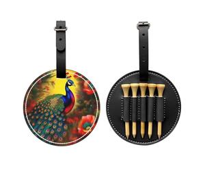 Bolsa de almacenamiento para camisetas de golf con estampado de flores de pavo real, diseño portátil, fácil de organizar, Black, Talla única