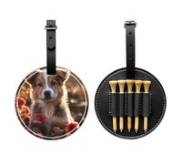 Bolsa de almacenamiento para camisetas de golf negras con diseño de perros y rosas, bolsa de almacenamiento multifuncional para hombres, material de poliuretano duradero
