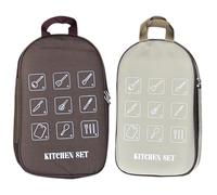 Bolsa de almacenamiento para camping, Oxford Cloth Utensil Organizer, resistente al agua, portátil, diseño multipocket ideal para Bbqs, Outdoor Adventures, 14,96 x 9,06 x 1,18 in, Coffee Color, Se