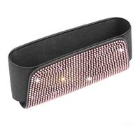 Bolsa de almacenamiento para coche compatible con gafas de sol y electrónica pequeña, carcasa ABS con camino de cable de carga abierto (dorado)