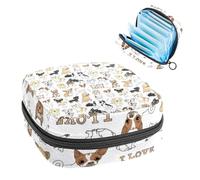 Bolsa de almacenamiento para compresas sanitarias, bolsa para copa menstrual, organizador de bolsa de período para almohadillas femeninas, tampones, I Love Dogs and Bones