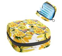 Bolsa de almacenamiento para compresas sanitarias, bolsa para copa menstrual, organizador de bolsa de período para almohadillas femeninas, tampones, acuarela amarilla manzanilla silvestre