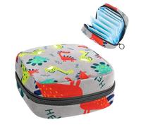 Bolsa de almacenamiento para compresas sanitarias, bolsa para copa menstrual, organizador de bolsa de período para almohadillas femeninas, tampones, Hello Red Green Blue Dinosaur