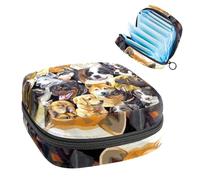 Bolsa de almacenamiento para compresas sanitarias, bolsa para copa menstrual, organizador de bolsa de período para almohadillas femeninas, tampones, bulldog cachorro Hasky perros retratos