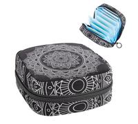 Bolsa de almacenamiento para compresas sanitarias, bolsa para copa menstrual, organizador de bolsas de período para almohadillas femeninas, tampones, mandala indio, henna psicodélica