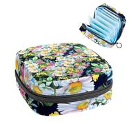 Bolsa de almacenamiento para compresas sanitarias, bolsa para copa menstrual, organizador de bolsas de período para almohadillas femeninas, tampones, flores de manzanilla silvestre