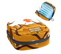 Bolsa de almacenamiento para compresas sanitarias, bolsa para copa menstrual, organizador de bolsas de período para almohadillas femeninas, tampones, zumbido, vida silvestre, pájaros, puesta de sol