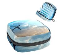 Bolsa de almacenamiento para compresas sanitarias, bolsa para copa menstrual, organizador de bolsas de período para almohadillas femeninas, tampones, avión cielo nube