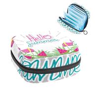 Bolsa de almacenamiento para compresas sanitarias, bolsa para copa menstrual, organizador de bolsas para almohadillas femeninas, tampones, dibujos animados de Hello Summer con flor de sandía