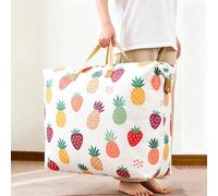 Bolsa de almacenamiento para edredón y ropa de 85 litros, capacidad para más de 30 prendas o edredón, 29.1 x 20.5 x 17.3 pulgadas, patrón de piña