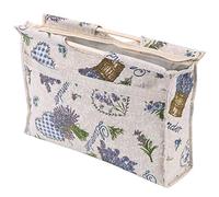 Bolsa de almacenamiento para hilo de punto, organizador de asas para agujas de ganchillo y lana, también para suéteres de revistas, con cremallera, asa (flor de malva)