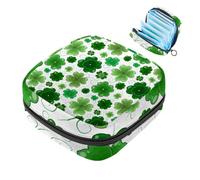 Bolsa de almacenamiento para sanitarios, soporte para almohadillas de lactancia, bolsas menstruales con cremallera, Happy St Patrick Lucky Green Clover-153 - Organizador de tampones para almohadilla