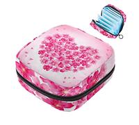 Bolsa de almacenamiento para servilletas sanitarias BBB con diseño de corazón de cerezo, bolsa de almohadilla menstrual portátil con cremallera para adolescentes, niñas, mujeres y mujeres